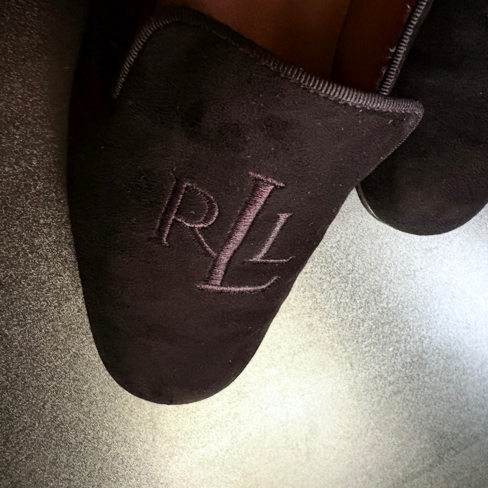 Lauren Ralph Lauren Monogrammed-Embroidered Black loafers slip on flats size 7 - Picture 6 of 7